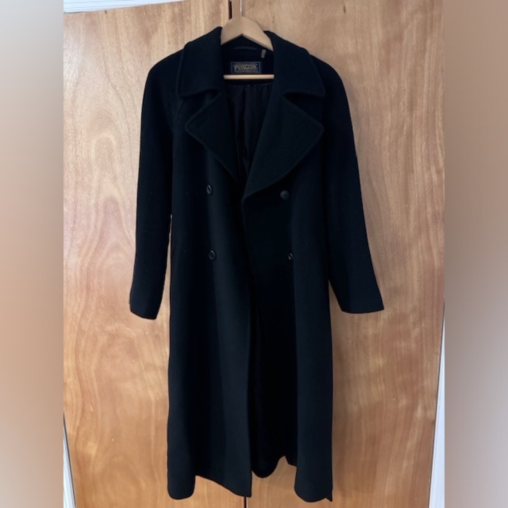 Pendleton Women's Uptown Long Wool Coat - Size 10 / Petite / Black